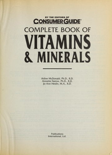 Complete Book Of Vitamins And Minerals