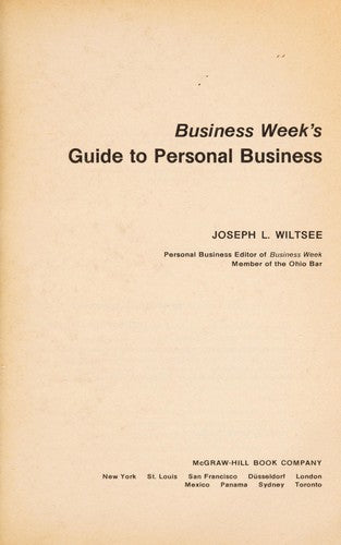Business Week's Guide To Personal Business