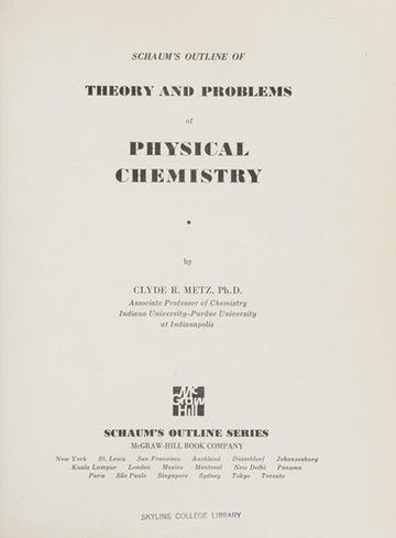 Physical Chemistry - Schaum's Outline Series: Theory And Problems Of: