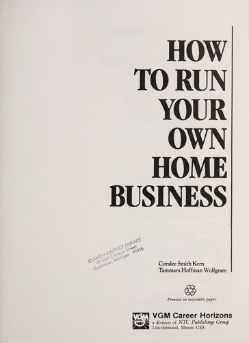 How To Run Your Own Home Business (Vgm Career Books)