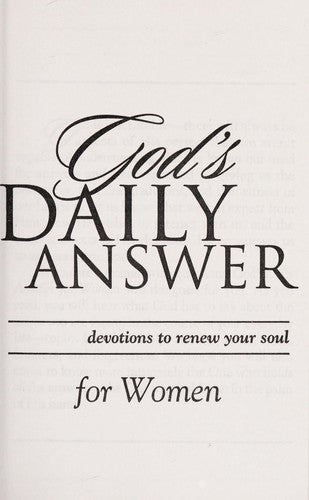 God's Daily Answer for Women: devotions to renew your soul