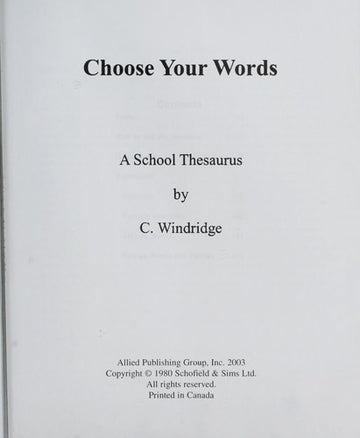 Choose Your Words