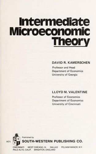 Intermediate Microeconomic Theory