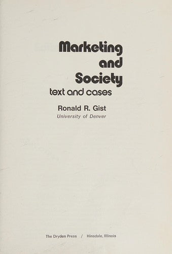 Marketing And Society: Text and Cases