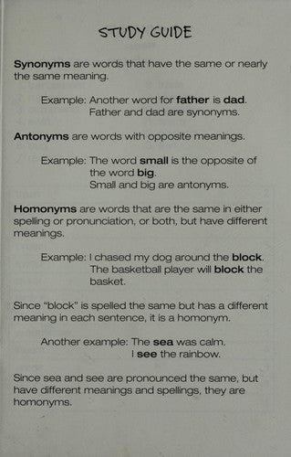 The Antonmy, Synonym, And Homonym Wipe-Off Book