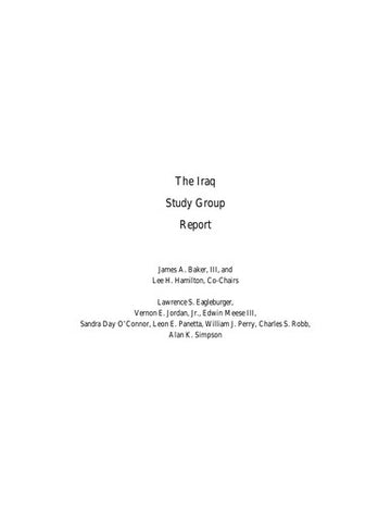 The Iraq Study Group Report: The way forward - A new approach