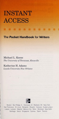 Instant Access: The Pocket Reference for Writers (2003 MLA / CMS Update Edition)