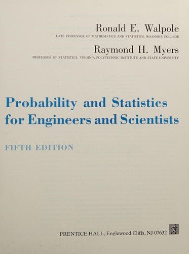 Probability and Statistics for Engineers and Scientists 5th Edition