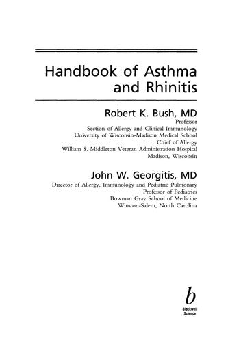 Handbook Of Asthma And Rhinitis