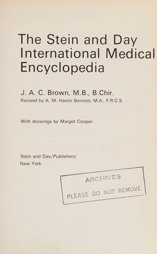 The Stein And Day International Medical Encyclopedia