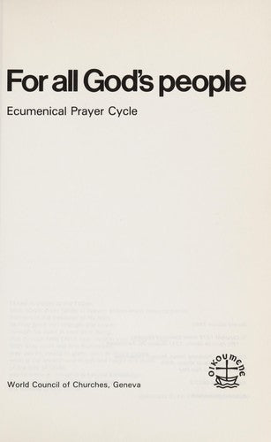 For all God's People, Ecumenical Prayer Cycle