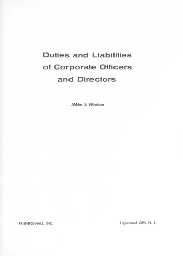 Duties and liabilities of corporate officers and directors