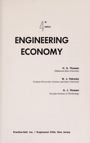 Engineering Economy (4th Edition)
