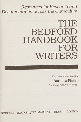 Resources For Research And Documentation Across The Curriculum [to Accompany] The Bedford Handbook For Writers
