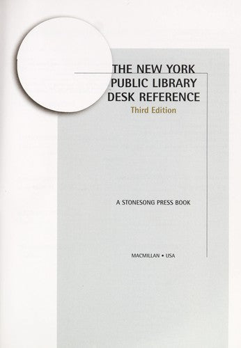 The New York Public Library Desk Reference Third Edition