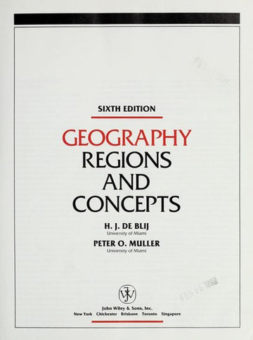 Geography: Regions And Concepts Sixth Edition: Sixth Edition