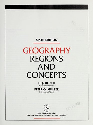 Geography: Regions And Concepts Sixth Edition: Sixth Edition