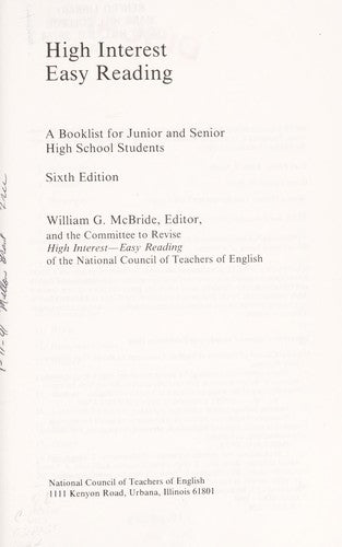 High Interest Easy Reading: A Booklist for Junior and Senior High School Students 6th Edition