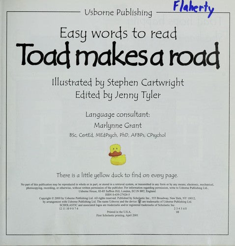 Toad Makes A Road (Easy Words To Read Series)
